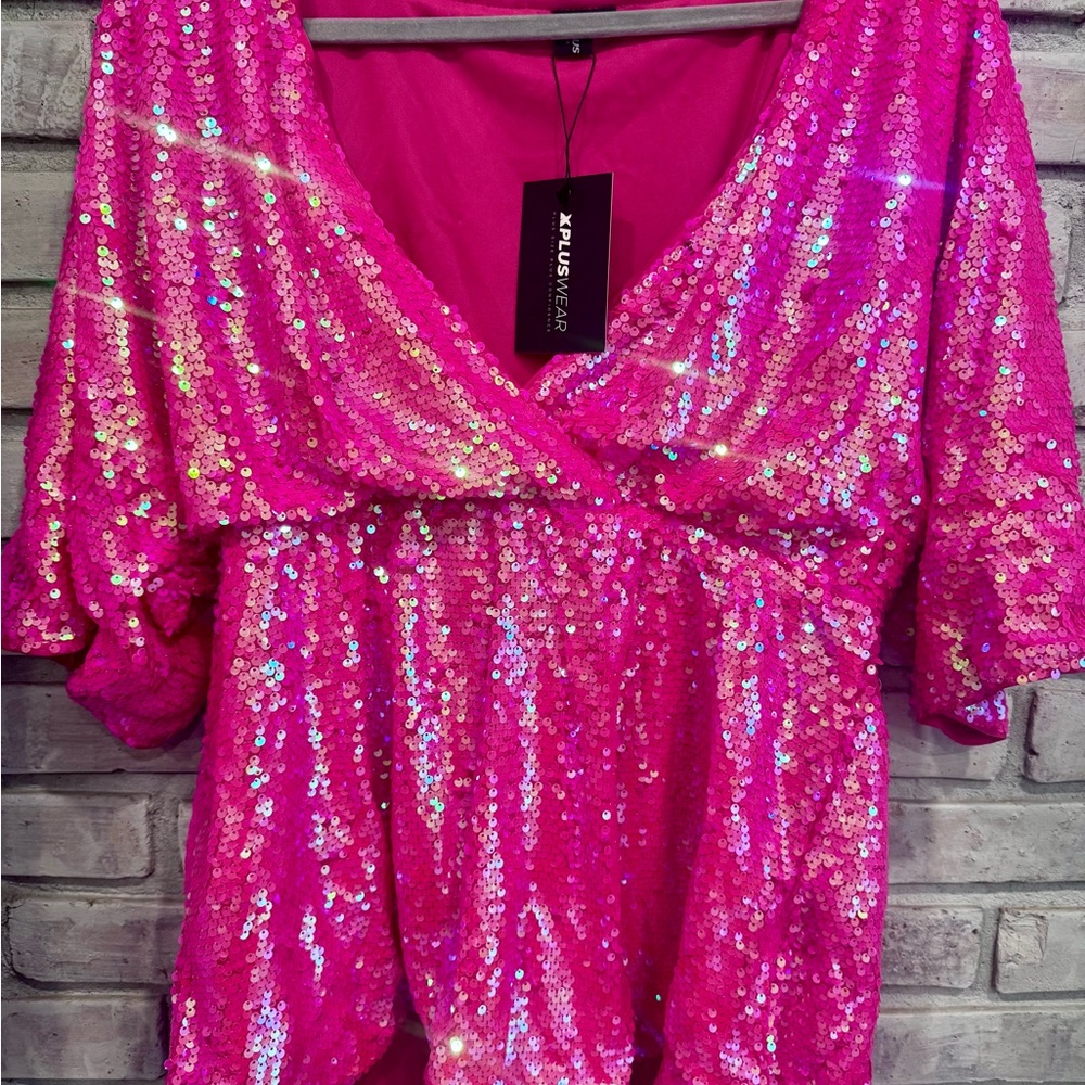 Pink Sequin Women's Top